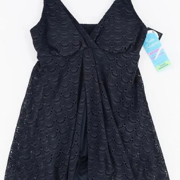 SWIM SOLUTIONS Women's Tummy-Control Flyaway Swimdress, swimwear onesuit - Picture 8 of 13